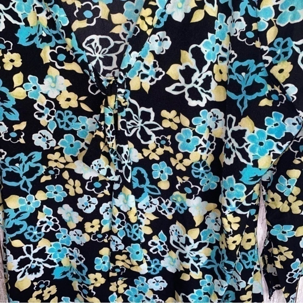 Lane Bryant Black, Blue, & Green Floral Blouse - Picture 3 of 4